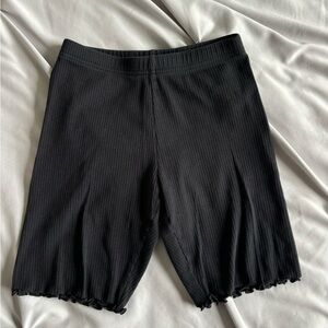 Old Navy Kids Black Ribbed Biker Shorts Lettuce Trim Size Medium 8 Girls